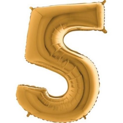Balónek fóliová číslice "5" zlatá 102cm 1 ks