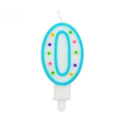 Dortová svíčka číslo 0 s puntíky 7, 5 cm - náhodná barva  /BP
