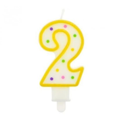 PARTY DECO Svíčka číslice "2" barevná 7,5 cm 1 ks