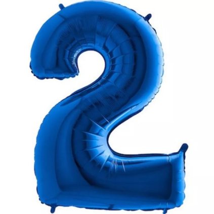 Nafukovací balónek číslo 2 modrý 102cm extra velký - Grabo  | Cukrářské potřeby