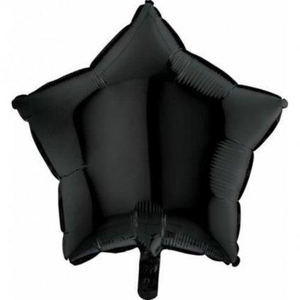 Foliový balonek hvězda černá 45 cm - Nebalený  /BP