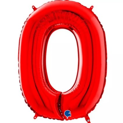 Nafukovací balónek číslo 0 červený 102cm extra velký - Grabo  | Cukrářské potřeby