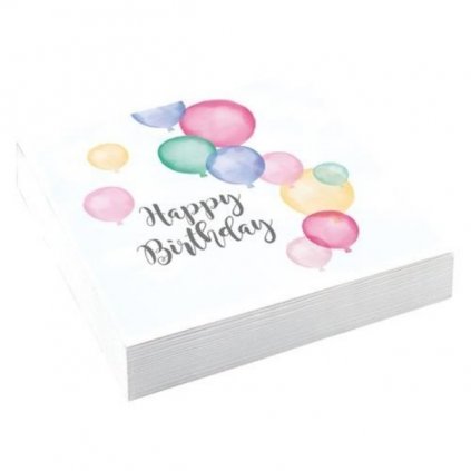 Papírové party ubrousky Pastel Balloons Happy Birthday 20 ks  /BP