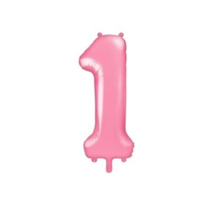 PartyDeco foliový balónek růžový číslo 1 (86 cm) ♡