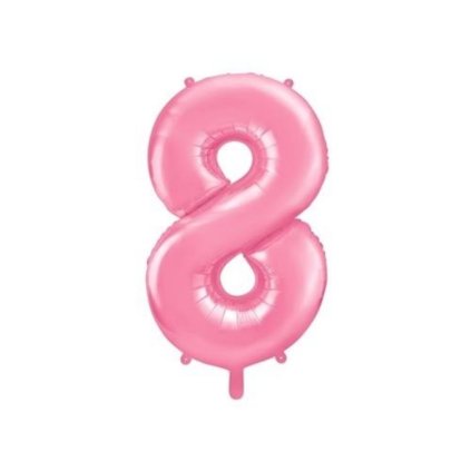 PartyDeco foliový balónek růžový číslo 8 (86 cm) ♡