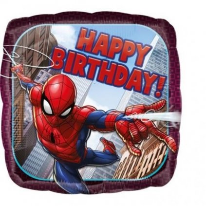 Foliový balonek čtverec Spiderman Happy Birthday 43 cm  /BP