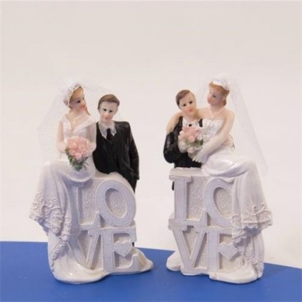 Svatební figurky na dort - nápis love  /BP