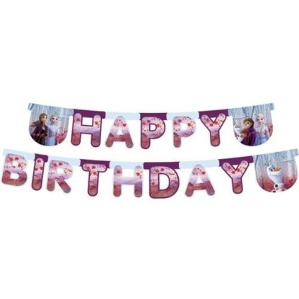 Party nápis Frozen 2 - Happy Birthday 230 cm  /BP