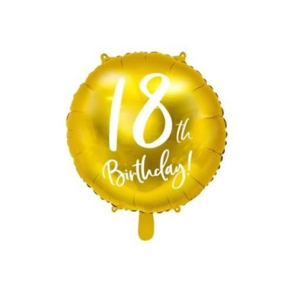 PARTY DECO Balónek 45 cm "18th Birthday!" zlatá fólie 1 ks