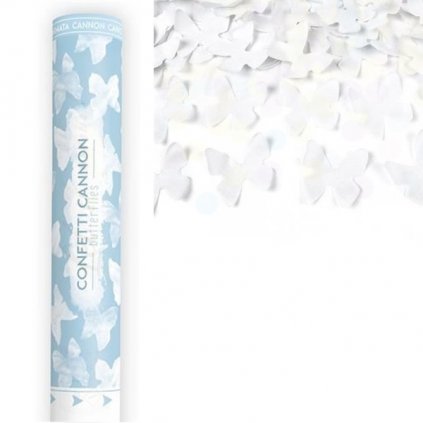 Vystřelovací konfety - bílí motýli - 60 cm  /BP