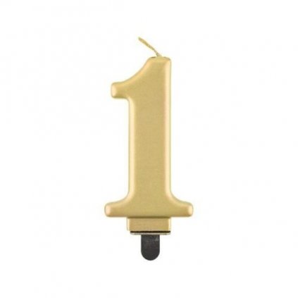 Svíčka narozeninová číslice 1 metalická zlatá 8 cm  /BP