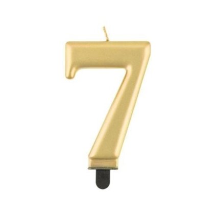 Svíčka narozeninová číslice 7 metalická zlatá 8 cm  /BP