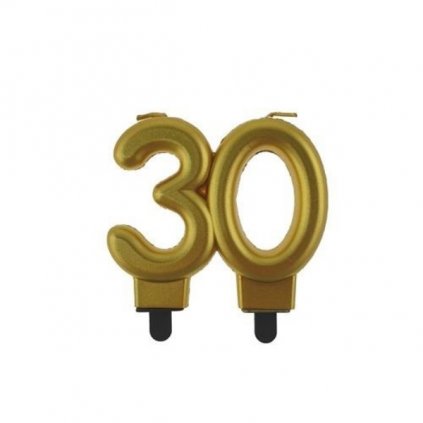 Svíčka narozeninová číslice 30 metalická zlatá 8 cm  /BP