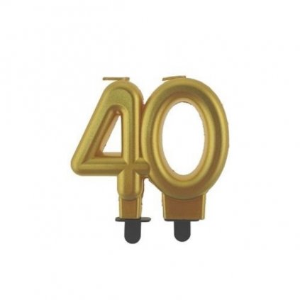Svíčka narozeninová číslice 40 metalická zlatá 8 cm  /BP