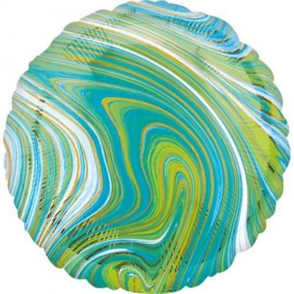 Foliový balonek mramorový 45 cm modro-zelený  /BP