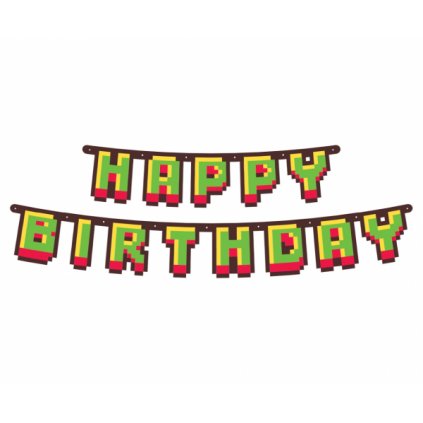 Papírová girlanda Happy Birthday - Minecraft Game On, 160 cm  /BP
