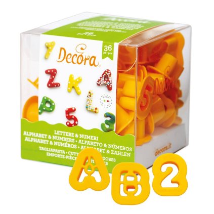 Vykrajovátka abeceda a číslice 36ks 2x1,6cm - Decora | Cukrářské potřeby