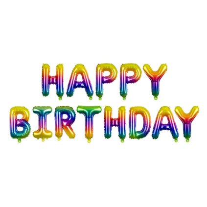 Foliový nápis HAPPY BIRTHDAY duhový 340 x 35 cm  /BP