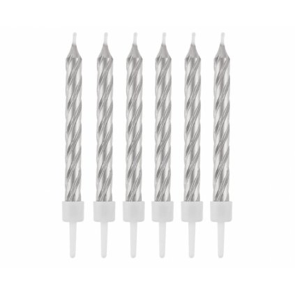 Dortové svíčky stříbrné perleťové 6 cm - 12 ks  /BP