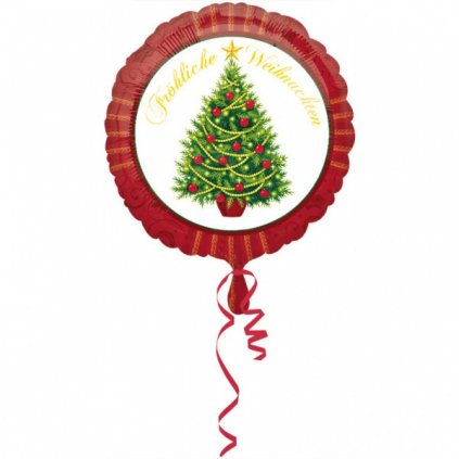 Foliový balonek vánoční stromek - nápis Frohliche Weihnachten 45 cm  /BP
