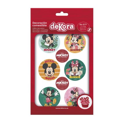 Dekorace z jedlého papíru na cupcaky Mickey a Minnie 5,8cm 6ks - Dekora | Skvělé pro Váš domácí dort