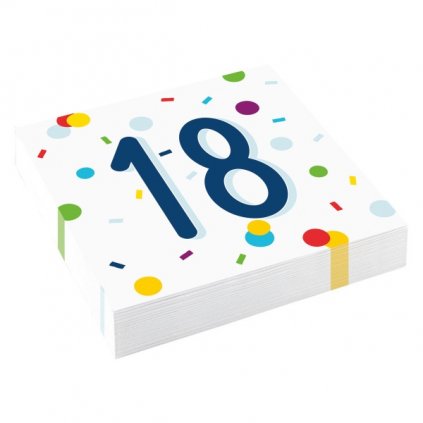 Papírové ubrousky Rainbow Confetti - Happy Birthday 18 - 20 ks  /BP