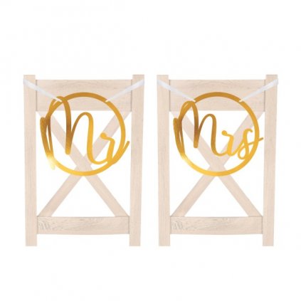 Papírová dekorace na židle Mr a Mrs 30 cm