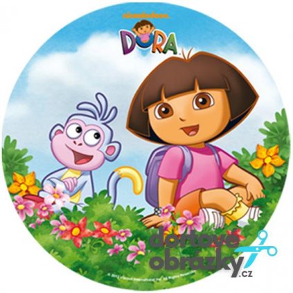 DORA PRŮZKUMNICE (Zvolte VELIKOST průměr 20 cm ☝, Zvolte PODKLAD FONDÁNOVÝ DECORLIST ✴️)