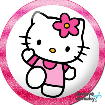 HELLO KITTY (Zvolte VELIKOST průměr 20 cm ☝, Zvolte PODKLAD FONDÁNOVÝ DECORLIST ✴️)