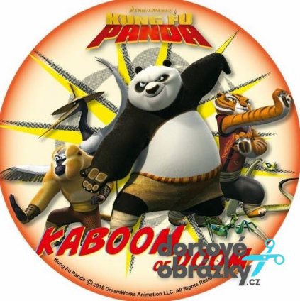 KUNG FU PANDA (Zvolte VELIKOST průměr 20 cm ☝, Zvolte PODKLAD FONDÁNOVÝ DECORLIST ✴️)