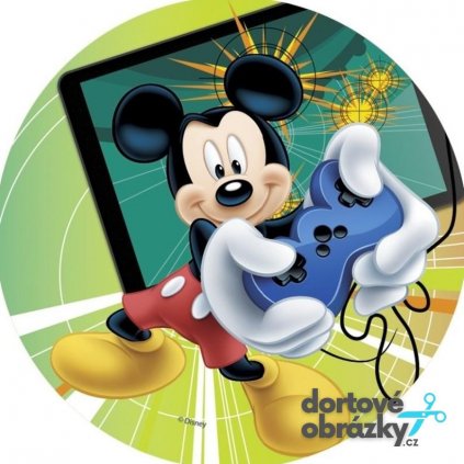 MICKEY MOUSE - GAME (Zvolte VELIKOST průměr 20 cm ☝, Zvolte PODKLAD FONDÁNOVÝ DECORLIST ✴️)