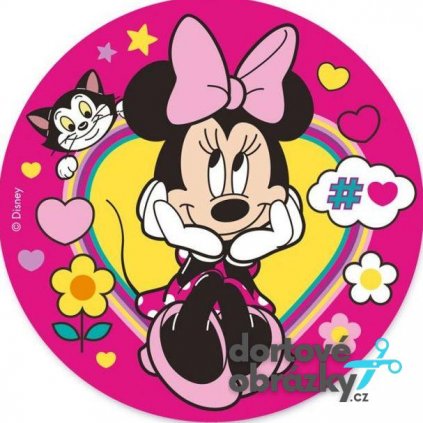 MINNIE - LÁSKA (Zvolte VELIKOST průměr 20 cm ☝, Zvolte PODKLAD FONDÁNOVÝ DECORLIST ✴️)