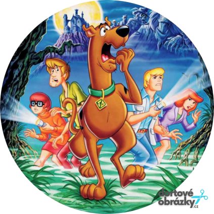 SCOOBY DOO (Zvolte VELIKOST průměr 20 cm ☝, Zvolte PODKLAD FONDÁNOVÝ DECORLIST ✴️)