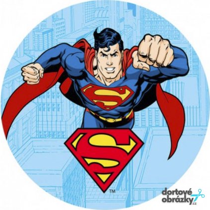 SUPERMAN (Zvolte VELIKOST průměr 20 cm ☝, Zvolte PODKLAD FONDÁNOVÝ DECORLIST ✴️)