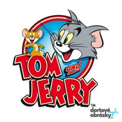 TOM A JERRY (Zvolte VELIKOST průměr 20 cm ☝, Zvolte PODKLAD FONDÁNOVÝ DECORLIST ✴️)