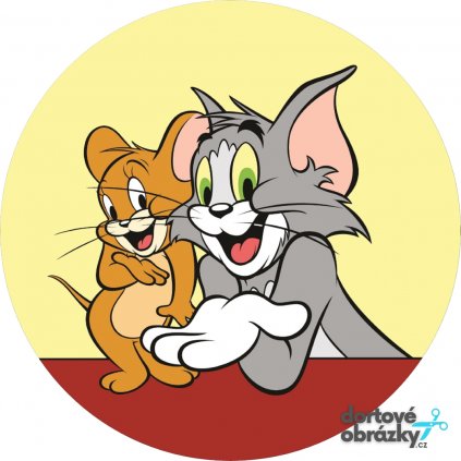 TOM A JERRY (Zvolte VELIKOST průměr 20 cm ☝, Zvolte PODKLAD FONDÁNOVÝ DECORLIST ✴️)