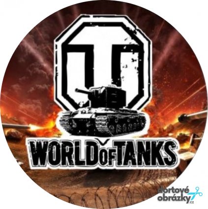 WORLD OF TANKS (Zvolte VELIKOST průměr 20 cm ☝, Zvolte PODKLAD FONDÁNOVÝ DECORLIST ✴️)