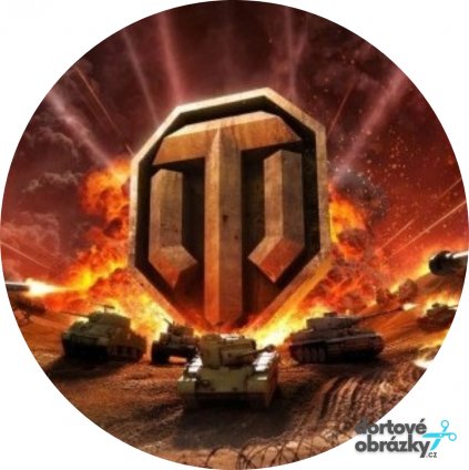 WORLD OF TANKS (Zvolte VELIKOST průměr 20 cm ☝, Zvolte PODKLAD FONDÁNOVÝ DECORLIST ✴️)