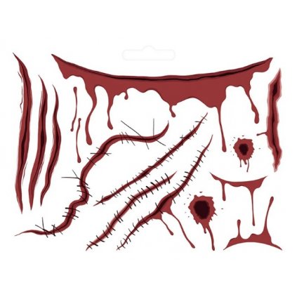 Dočasné krvavé tetování - falešné jizvy 13 ks  /BP