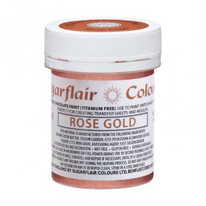 Barva na kreslení na bázi kakaového másla Sugarflair Rose Gold (35 g) Bez E171 /D_C510T