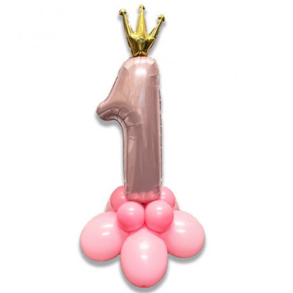 Sada na balónkovou dekoraci První narozeniny růžová - 120 cm  /BP