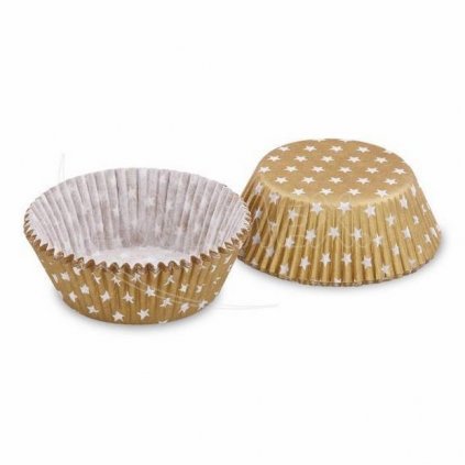 Košíčky na muffiny Zlaté s hvězdičkami 5 x 3 cm (40 ks) /D_65598