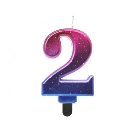 Svíčka dortová číslice 2 Noční obloha - metalická 8 cm  /BP