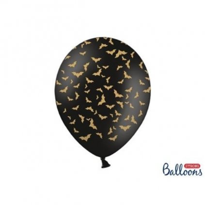 Latexový balonek Halloween černý s netopýry 30 cm  /BP