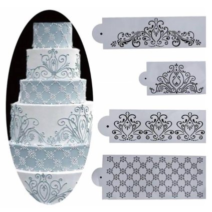 Stencil šablona romantic ornament 4ks - Cakesicq