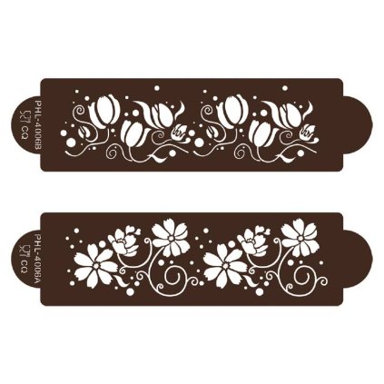 Stencil šablona rozkvetlá zahrada 2ks - Cakesicq  | Cukrářské potřeby