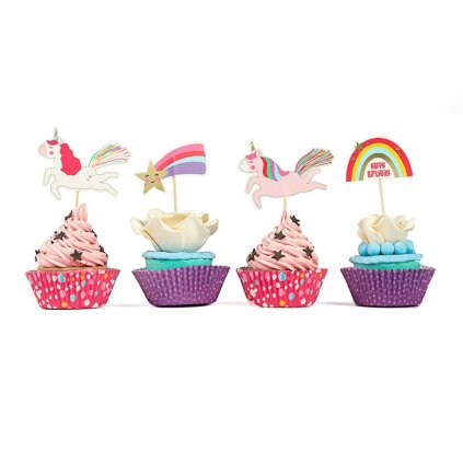 Košíčky na muffiny a zápichy Unicorn 24ks zápichů 24 košíčků - Cakesicq  | Cukrářské potřeby