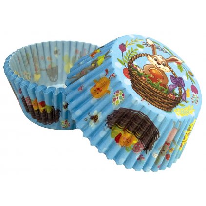 Alvarak košíčky na muffiny Modré s velikonočním motivem (50 ks) /D_MUF-246
