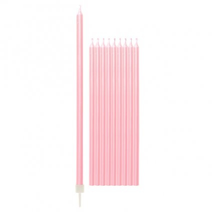 Dortové svíčky růžové perleťové 10 ks 15,5 cm  /BB
