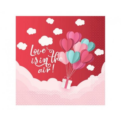 Papírové ubrousky Love Is In The Air 33 x 33 cm - červené  /BP